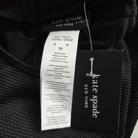 New Kate Spade Maillot Scallop Black One Piece Swimsuit Small NWT - Picture 6 of 8